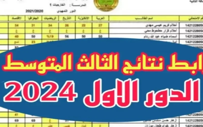 رابط الاستعلام عن نتائج الثالث متوسط الدور الأول في العراق 2024 ومواعيد إعلان النتائج